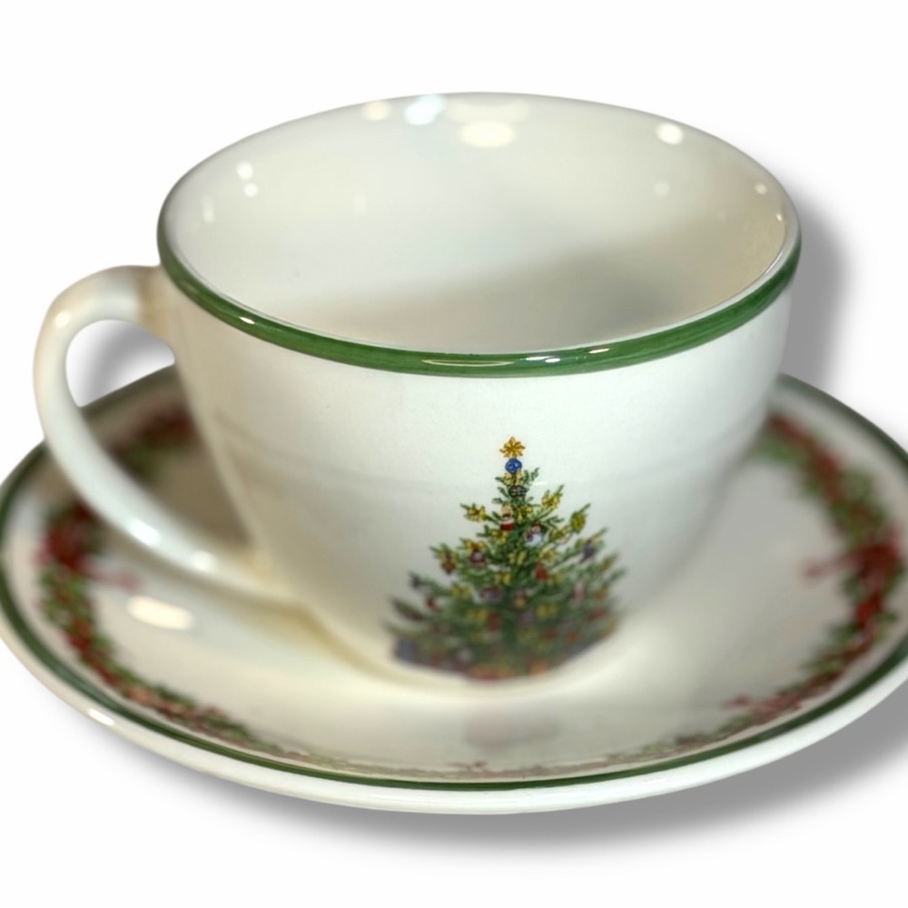 Christopher Radko “Traditions” Holiday Cup & Saucer Set – Christmas Tree Design